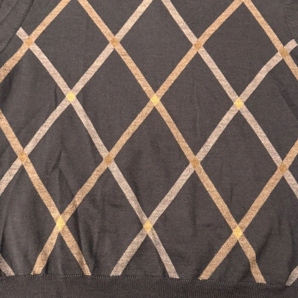 John W Nordstrom Men's Argyle Extra Fine Merino Wool‎ V-Neck Sweater Mens Medium